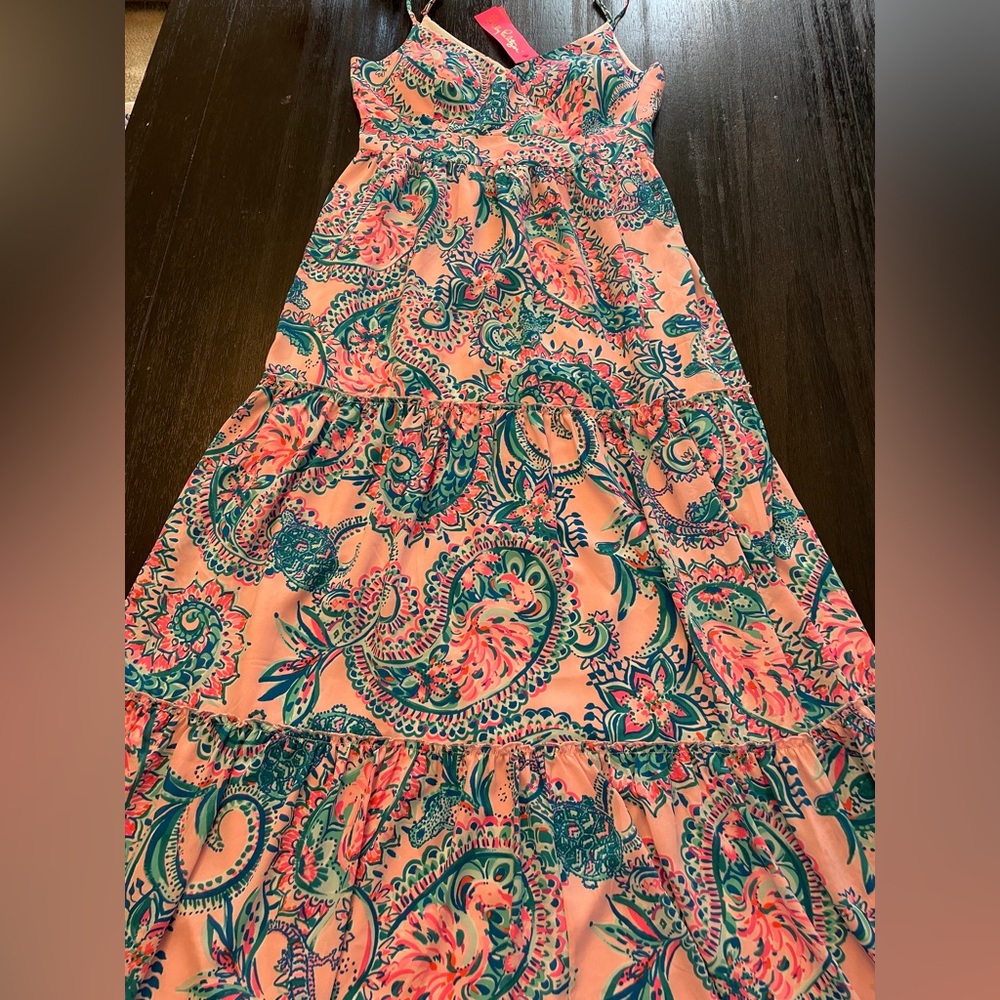 Lilly Pulitzer Melody Maxi Dress Pink Tropic Tint Tangerine Dream NEW